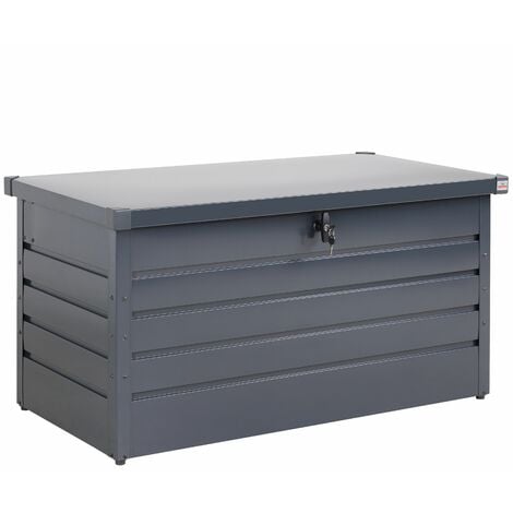 GARDEBRUK® Auflagenbox 385L Volumen Metall Abschließbar Gasdruckfeder 120x62cm Wetterfest Garten Balkon Keller Gartenbox Gartentruhe Anthrazit
