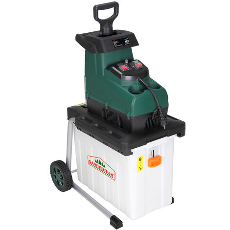 Gardebruk elektrischer Leisehäcksler 2800 W max. 45 mm Astdicke 60L Auffangbox Gartenhäcksler Walzenhäcksler Schredder Häcksler