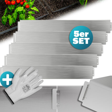 GARDEBRUK® Galvanised Metal Lawn Edging  100x14cm Per Sheet  Robust & Flexible  Garden, Driveway, Path, Grass, Flower Border Bed Edge Sheets Divider  Silber (de), Länge 5m - Höhe 18cm (de)