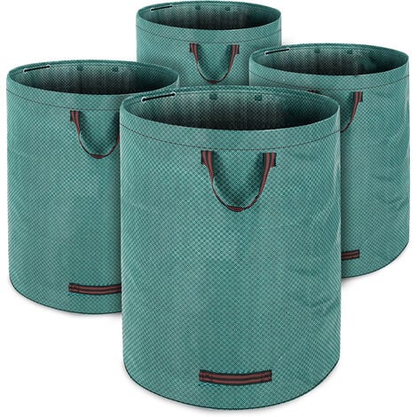 DEUBA GARDEBRUK® Gartenabfallsack je 280 Liter 50 kg Belastbarkeit doppelte Nähte 3 stabile Griffe robust abwaschbar Garten Rasensack Gartentasche Laubsack 4x Laubsack