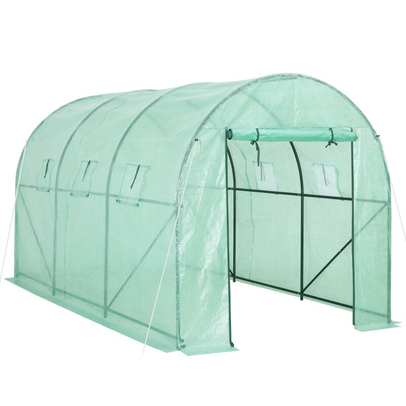 Greenhouse Foil Polytunnel Hot House Tunnel Tent Walk-In 23ft² with Windows 11.5x6.5x6.5ft Green - Gardebruk