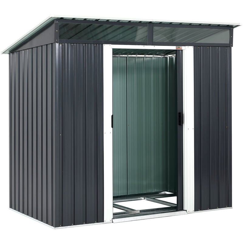 Gardebruk - l Metal Tool Shed 2m² With Foundation 196x122x180cm 2 Windows Anthracite Garden House 3.4m³