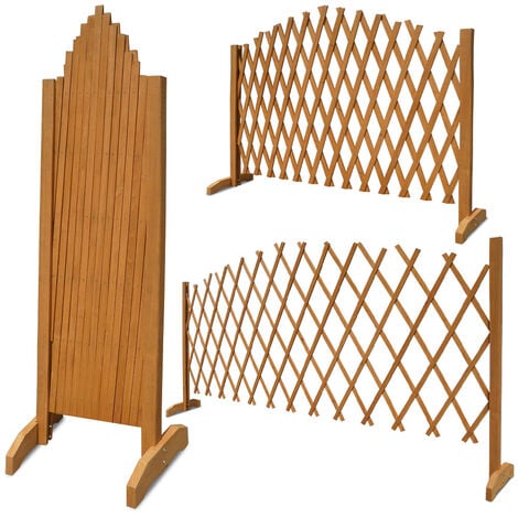 GARDEBRUK® Rankgitter Gartenzaun bis 200cm ausziehbar faltbar Garten Balkon Spalier Rankhilfe Holzzaun Pflanzengitter braun