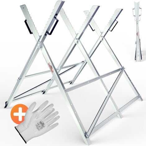 GARDEBRUK® Sägebock Holzsägebock Sägehilfe klappbar 150kg stabil Holzbock Sägegestell Kettensägebock Holzschneidebock Säge Bock Holz verzinkt Metall