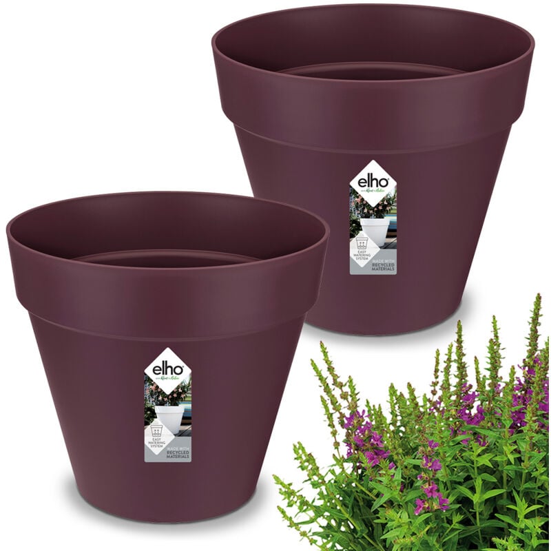 Gardebruk - Sets de pots de fleurs loft urbain Mûre Tubes de trop-plein 19x18cm rond Cache-pot Caisse à plantes en plastique Set de 2