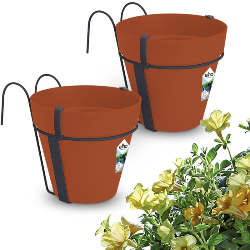 Sets de pots de fleurs loft urban Terracotta Support pour balcon 19x20x28 cm Rond Cache-pot pour plantes Jardinière Set de 2 - Gardebruk