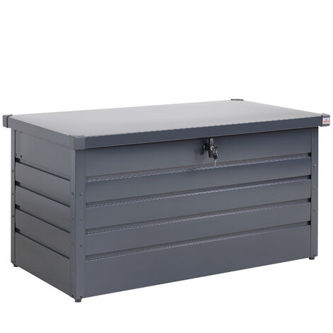 main image of "Gardebruk Storage Box Garden Metal 360L Lockable Gas Lift Chest Tool Box Outdoor 120 x 62 x 63 cm (47 x 24 x 25 IN) Grey Safe"