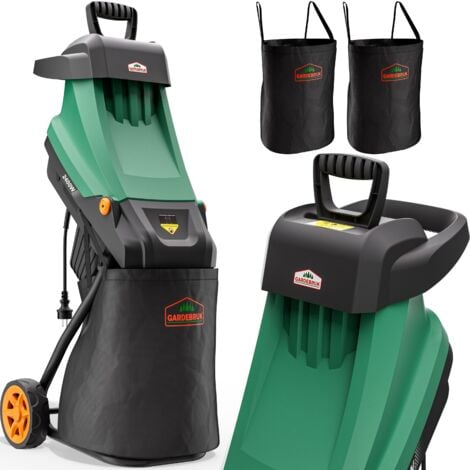 GARDEBRUK® Trituradora de 2400 W máx. con bolsa de recolección cuchillas de acero con ruedas para ramas de hasta 45 mm