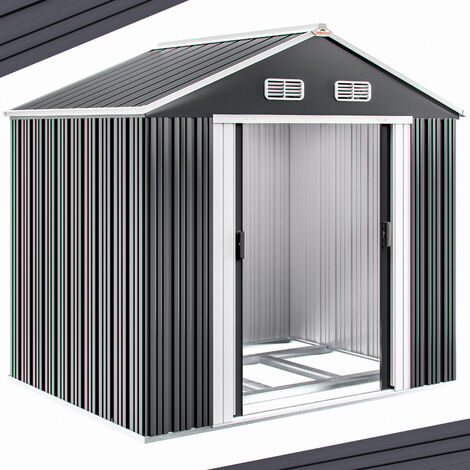 Gardebruk XXL Cobertizo de Metal 5 m² Antracita Base de Acero Galvanizado Puerta Corrediza Exterior Caseta de Jardín