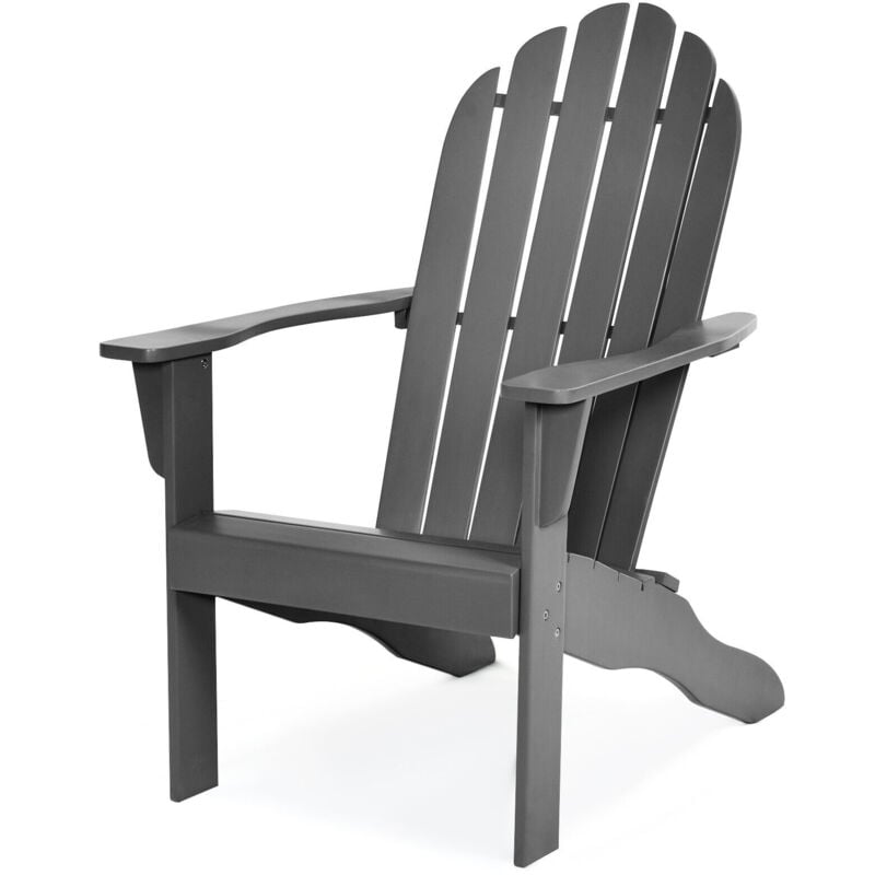 COSTWAY Garden Adirondack Chair Acacia Wood Patio Adirondack Chair w/ Slatted Seating