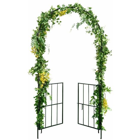 Garden Arch Arbor Trellis with Gate 230CM Tall Heavy-Duty Metal Arbour Archway