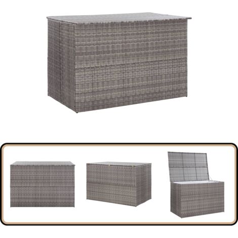 Garden-Auflagenbox Grau 150x100x100 cm Poly Rattan - Gartenbox - Outdoor Möbel - Gartenaufbewahrung - Rattan Gartenmöbel - Wetterfestes Material