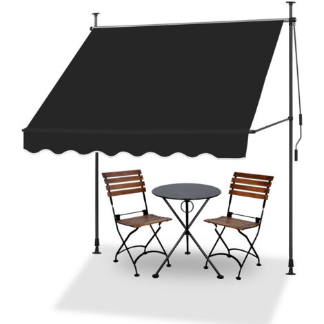 Garden Awnings 200x120cm Manual Adjustable Awning DIY Patio Garden Awning Sun Shade Shelter Canopy with Hand Crank for Patio Garden Balck