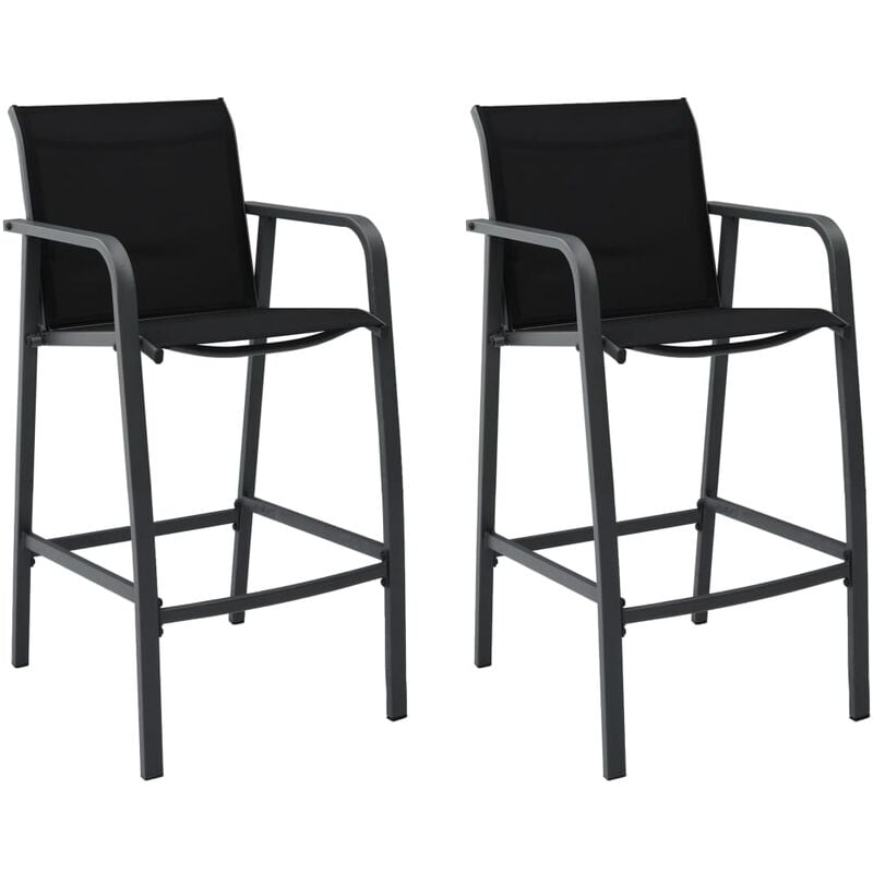 Vidaxl - Garden Bar Chairs 2 pcs Black Textilene