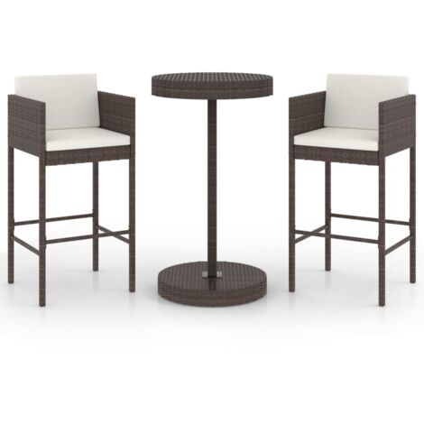 Garden Bar Set Brown, Cream White PE rattan, Powder-Coated Steel vidaXL