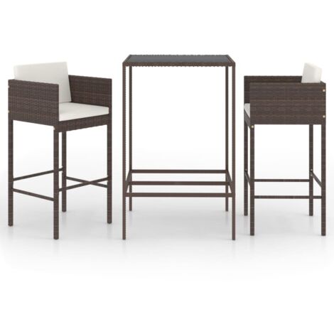 Garden Bar Set Brown PE rattan Medium Footrest Garden Bar Set vidaXL