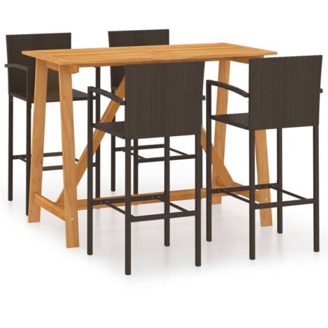 Garden Bar Set  Brown  Solid Acacia wood  Medium   Durable vidaXL