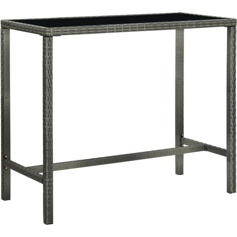 Garden Bar Table Grey 130x60x110 cm Poly Rattan and Glass vidaXL