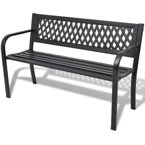 Garden Bench 118 cm Steel Black vidaXL