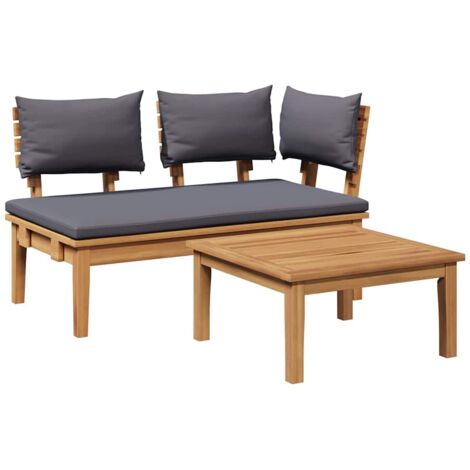 Garden Bench 2 pcs Brown Solid Teak wood vidaXL