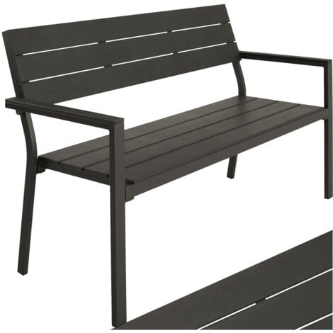 Garden Bench - 2-seater, weatherproof aluminium frame, 128 x 59 x 88 cm - dark grey