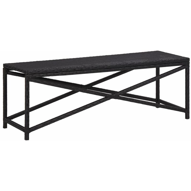 Bench Black Poly Rattan, Powder-coated Steel 120 Cm Durable Vidaxl