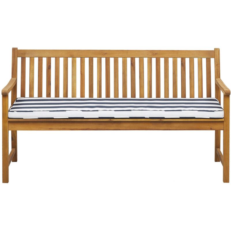 Beliani Garden Bench With Cushion Vivara 160 Cm Certified Acacia Wood Navy Blue