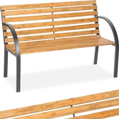 NO BRAND Garden Bench Micha - 2-seater, weatherproof, 119.5 x 62 x 83 cm - wooden bench, wooden garden bench, outdoor bench