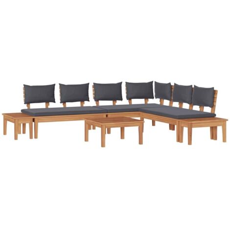 Garden Bench Set with Cushion with Storage 3 pcs Brown and Grey vidaXL