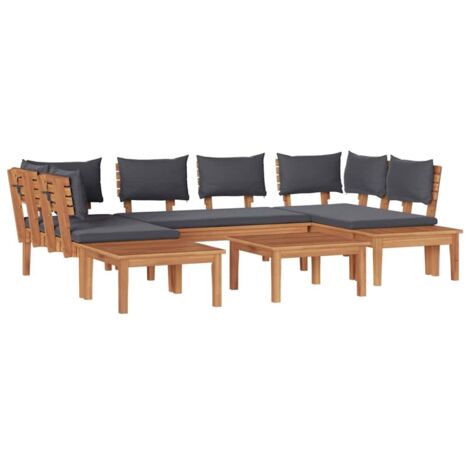 Garden Bench Set with Cushion with Storage 4 pcs Brown and Grey vidaXL