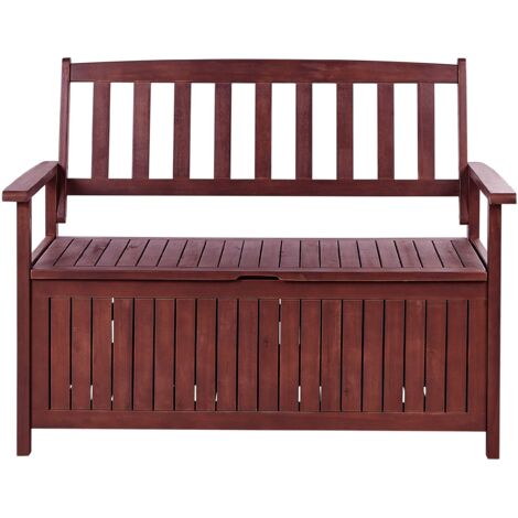 Garden Bench SOVANA 120 cm with Storage Acacia Wood Dark Red