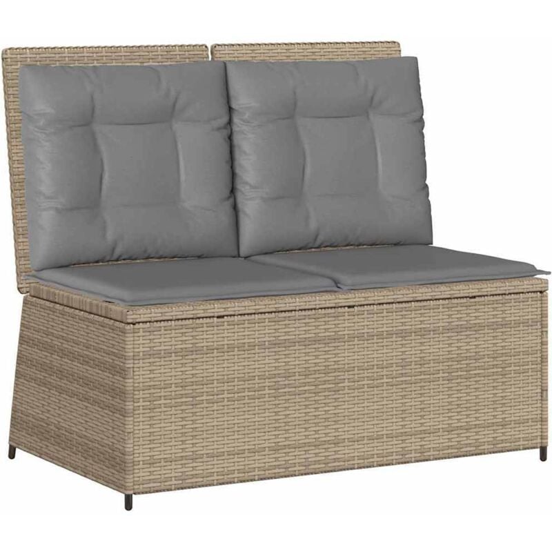 Garden Bench with Cushion Beige Poly rattan vidaXL