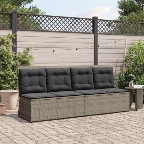 Garden Bench with Cushion Grey Poly rattan vidaXL