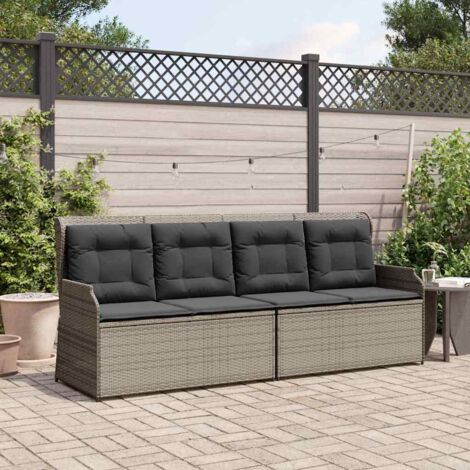 Garden Bench with Cushion Grey Poly rattan vidaXL