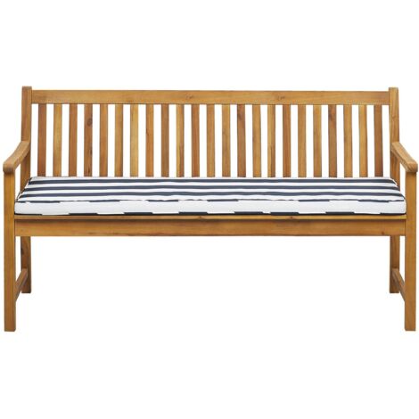Garden Bench with Cushion VIVARA 160 cm Certified Acacia Wood Navy Blue
