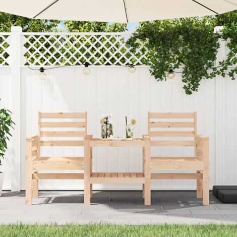 Garden Bench with Table 2-Seater Solid Wood Pine vidaXL