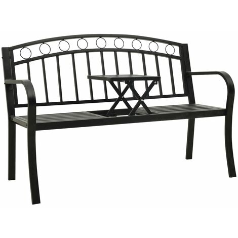 Garden Bench with Table Black 120 cm Steel vidaXL