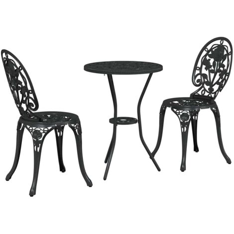 Garden Bistro Set 3 pcs Black Aluminium vidaXL