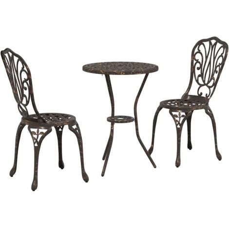 Garden Bistro Set 3 pcs Bronze Aluminium vidaXL