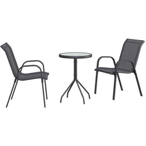 Garden Bistro Set 3 pcs Grey Steel vidaXL