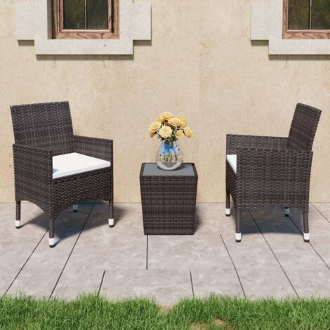 Garden Bistro Set  Brown, Cream White vidaXL