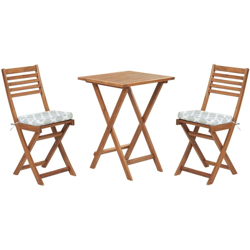 Bistro Set with Cushions Folding FIJI Acacia Wood Mint Green
