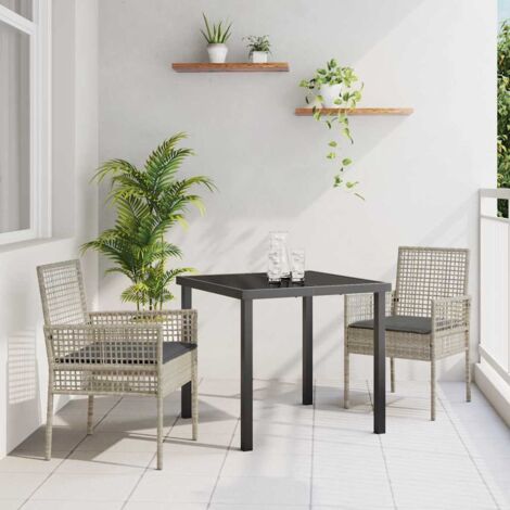 Garden Chair 2 pcs Light Grey 53 x 60 x 85cm Poly Rattan vidaXL