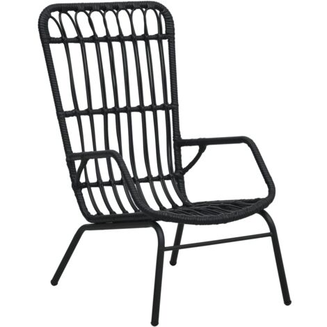 Garden Chair  Black  Poly Rattan, Powder-Coated Steel  Medium vidaXL