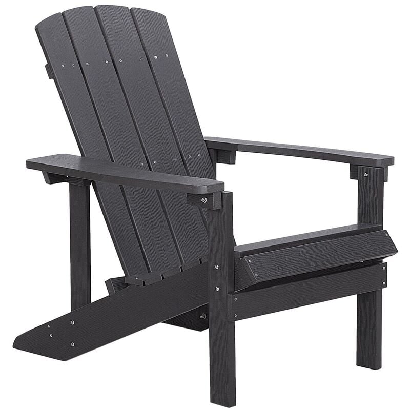 Outdoor Lounger Chair Dark Grey Plastic Wood for Patio Yard Adirondack