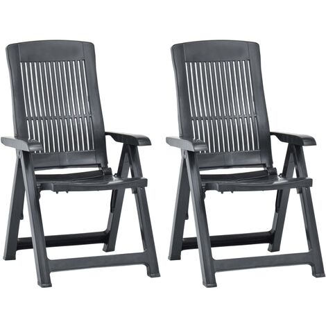 Garden Chair  Set of 2  Anthracite  Plastic  Standard  Foldable vidaXL