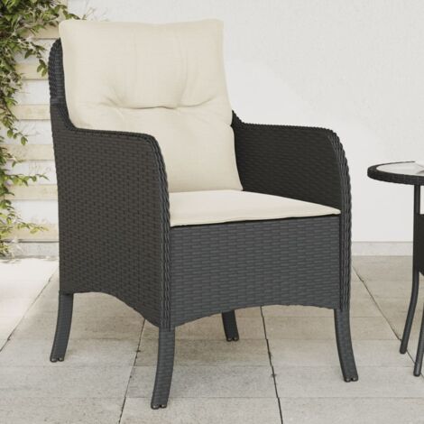 Garden Chair Set of 2 Black PE Rattan Standard Removable Covers vidaXL