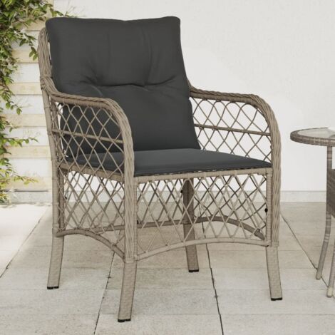 Garden Chair  Set of 2  Light Grey  PE rattan, powder-coated steel vidaXL