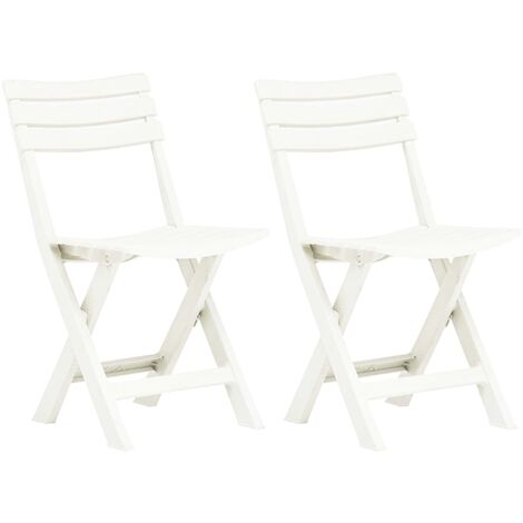 Garden Chair  Set of 2  White  Plastic  Standard  Foldable vidaXL