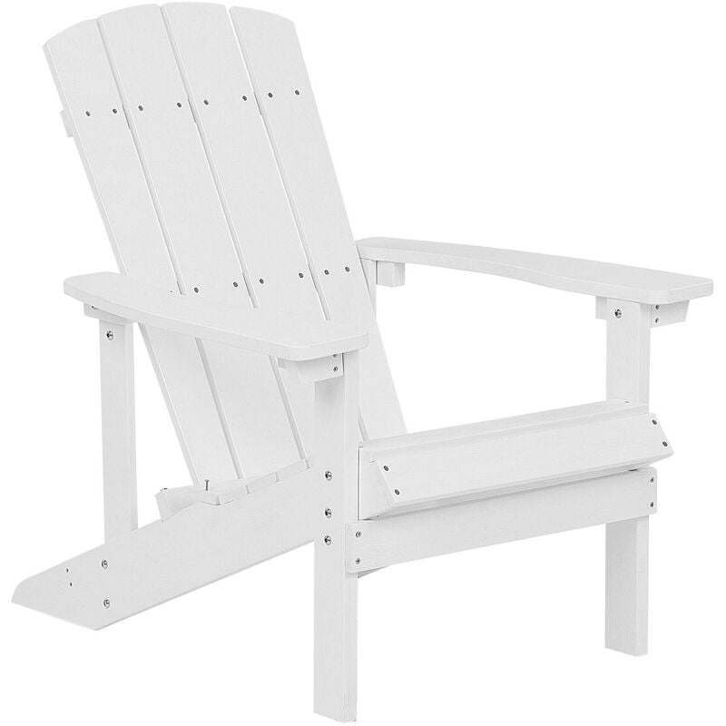 Outdoor Lounger Chair White Plastic Wood for Patio Yard Adirondack